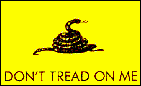 The Gadsen Flag. Commodore Esek Hopkins, commander of the new Continental fleet, carried a flag of this sort in February, 1776.